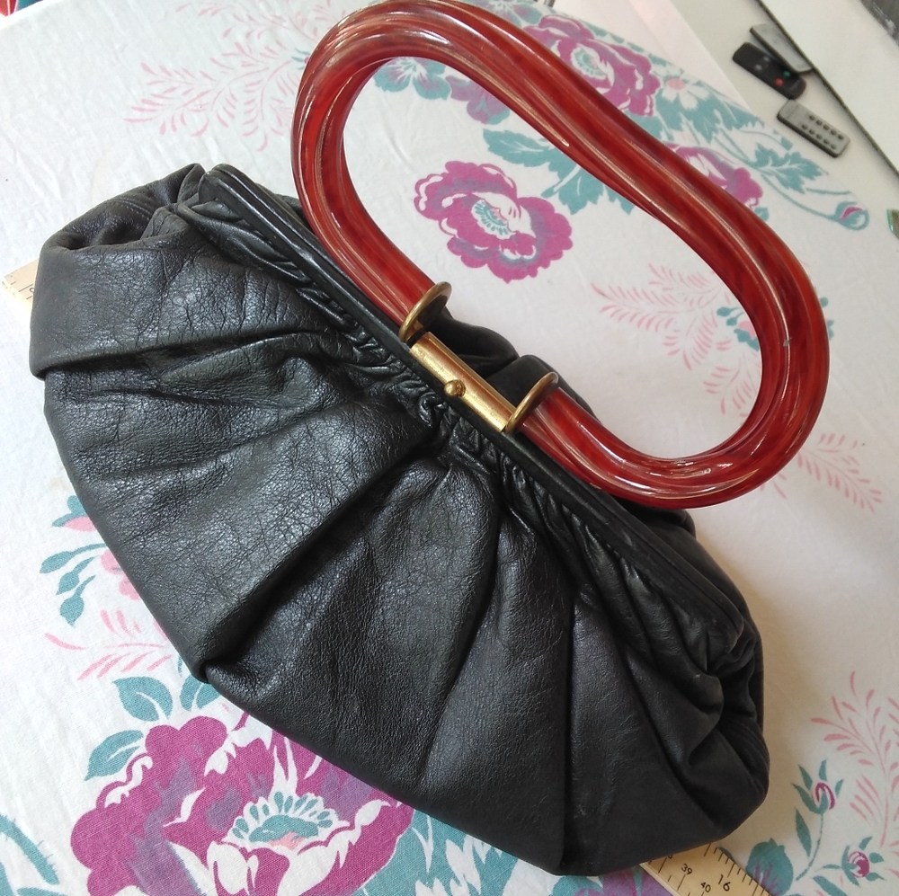 Vintage Ingber Leather and Resin Handbag - Picture 1 of 12